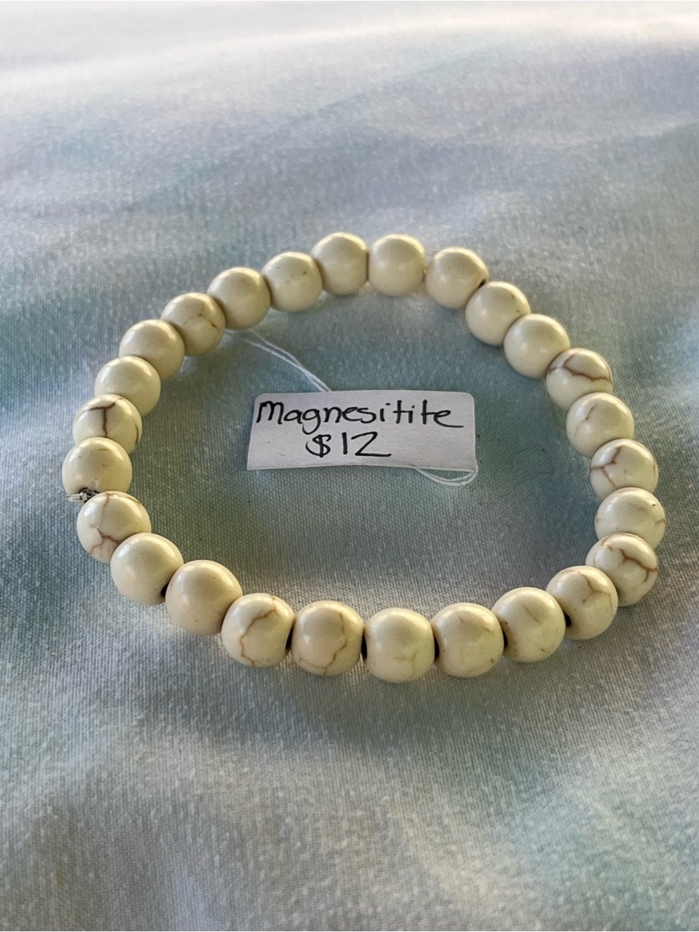 Handcrafted White Magnesite Bead Stretch Bracelet -